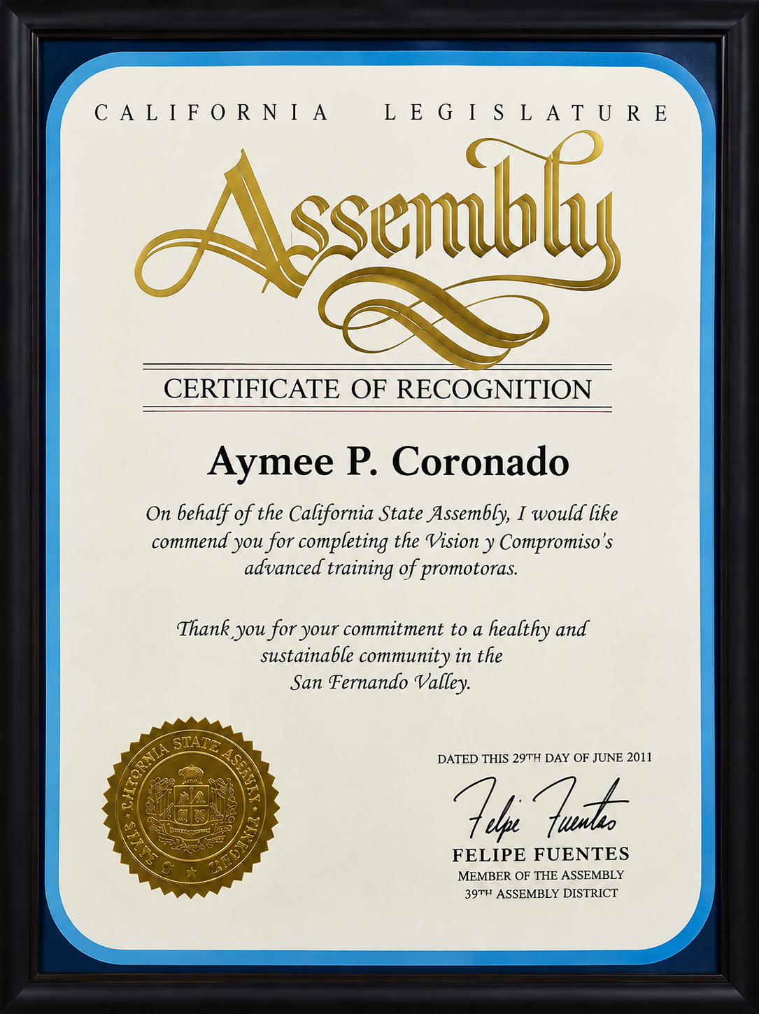Reconocimiento de Aymée de los Ángeles 6